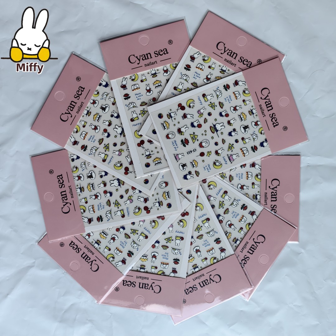 Fire Tablet Accessories - Kawaii Miffy Rabbit Aufkleber, niedliche Cartoon-Nagelaufkleber,