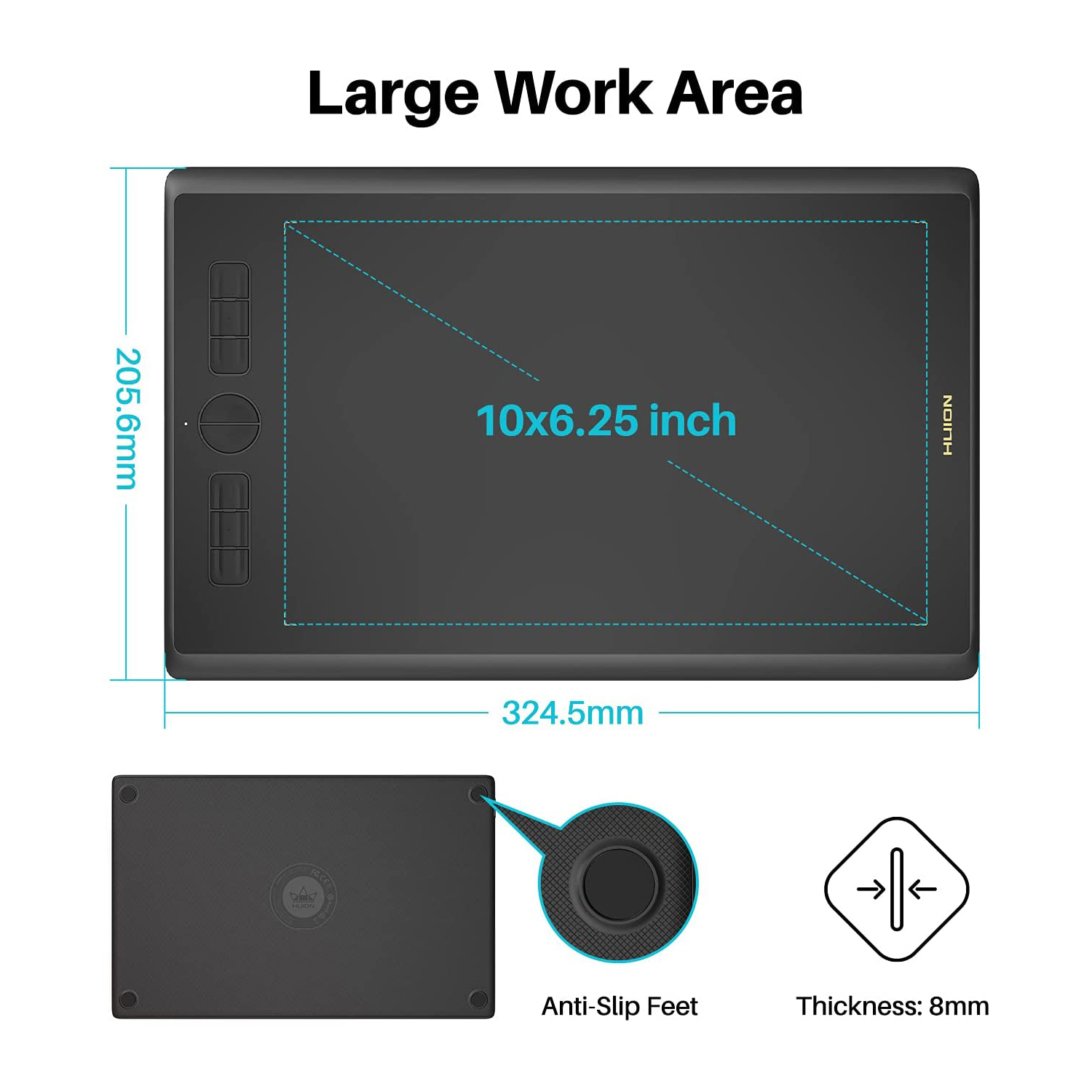 10 x 6 Zoll HUION H610X Grafik – Huion Tablet Accessories Bewertung und Preis